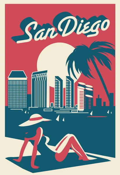 San Diego Kalifornien Postkarte — Stockvektor