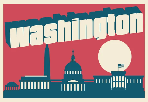 Washington Skyline Briefkaart — Stockvector