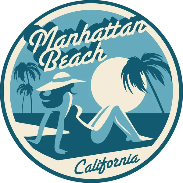 Manhattan Beach Kalifornien Vykort — Stock vektor