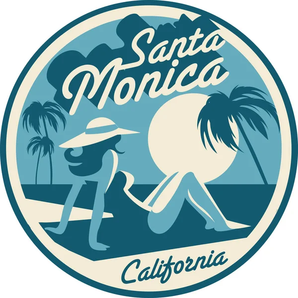 Santa Monica Beach Illustration — Stock vektor