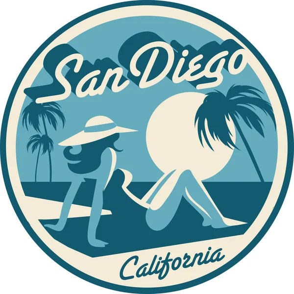 San Diego Kalifornischer Strand — Stockvektor