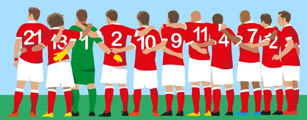 Červený Jednotný Fotbalový Tým Ilustrace — Stockový vektor
