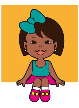 Okul çocuk oturan çizgi film karakter vektör illüstrasyon