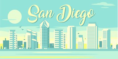 San Diego California Abd siluet vektör illüstrasyon