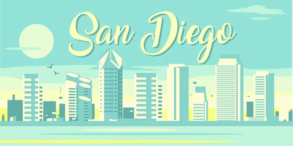 San Diego Kalifornien Usa Skyline Vektor Illustration — Stock vektor
