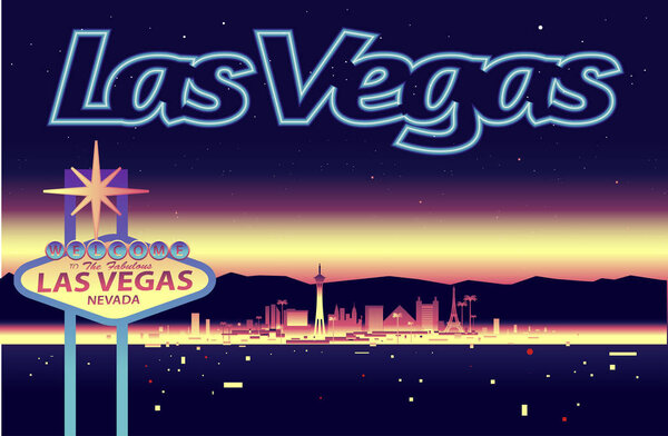 Las Vegas Nevada USA night skyline vector illustration
