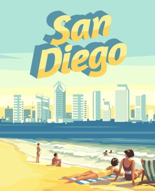 San Diego California ufuk çizgisi vektör illüstrasyon