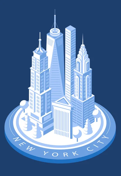 New York City Usa Isometrische Skyline — Stockvektor