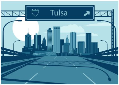 Tulsa Oklahoma Abd kentsel siluet vektör illüstrasyon