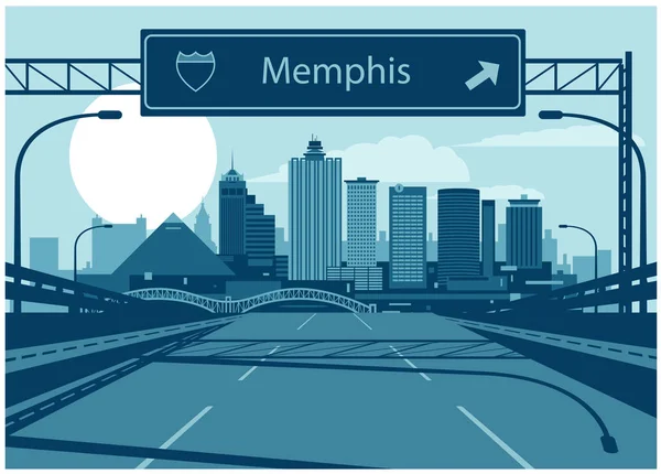 Memphis Tennessee Eua Vetor Horizonte Urbano —  Vetores de Stock