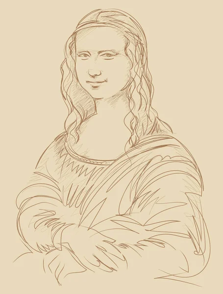 Портретная Векторная Иллюстрация Моны Лизы Леонардо Винчи — стоковый вектор