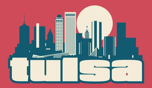 Tulsa Oklahoma Usa Skyline Vektor Illustration — Stock vektor