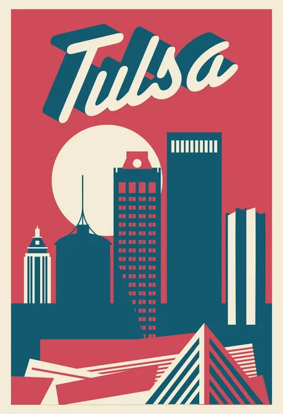 Tulsa Oklahoma Usa Skyline Vektor Illistration — Stock vektor