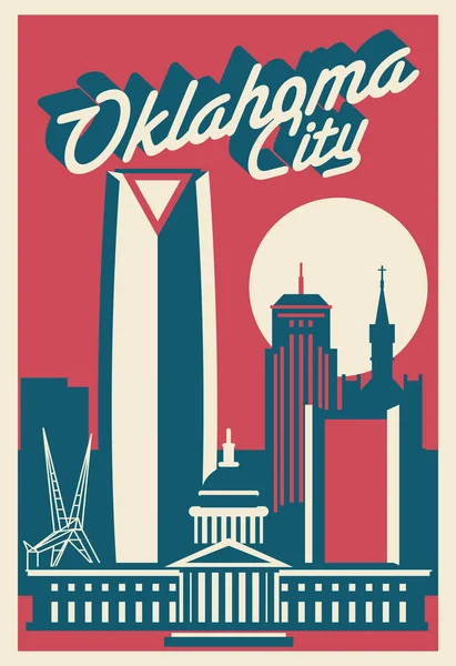 Oklahoma City Usa Ilustracja Krajobraz Miejski Wektor — Wektor stockowy