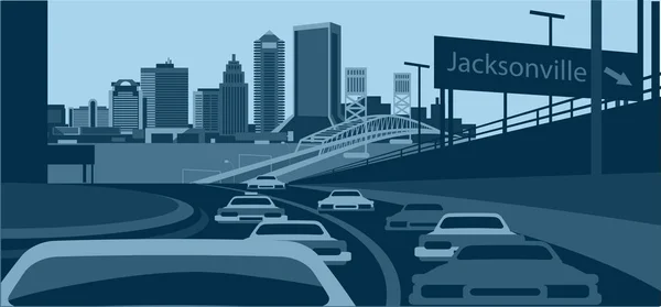 Jacksonville Florida Eua Urbano Skyline Vetor Ilustração —  Vetores de Stock