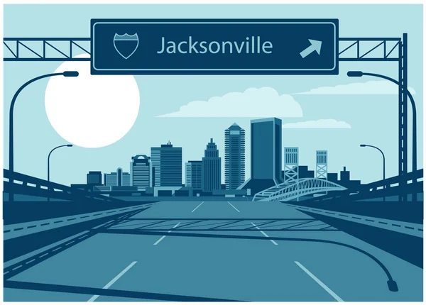 Jacksonville Florida Eua Urbano Skyline Vetor Ilustração —  Vetores de Stock