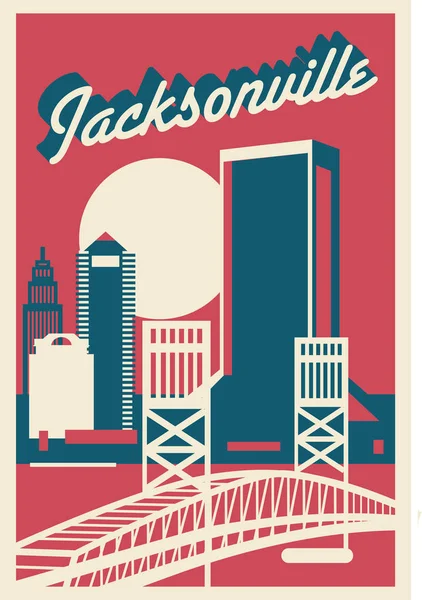 Jacksonville Florida Usa Urbana Skyline Vektor Illustration — Stock vektor