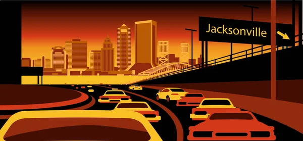 杰克逊维尔佛罗里达乌萨城市天际线矢量插图 — 图库矢量图片
