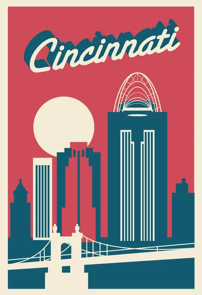 Cincinnati Ohijské Městské Panorama Ilustrace — Stockový vektor