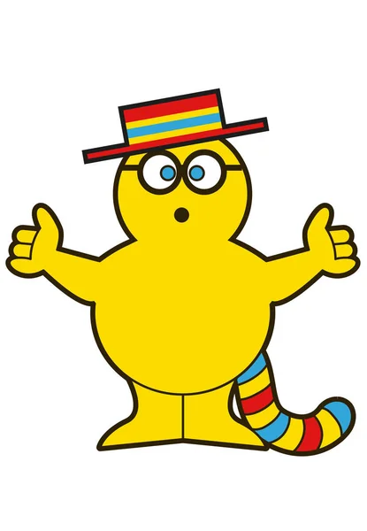 Bonito Mascote Amarelo Personagem Dos Desenhos Animados — Vetor de Stock