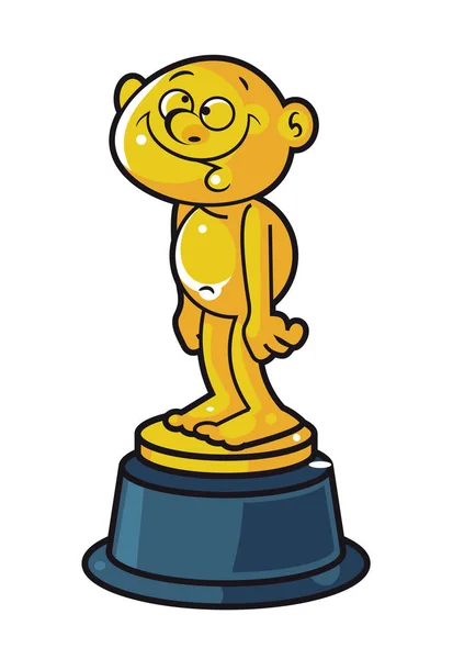 Golden Dumb Award Statuette Cartoon Character — Stockvector