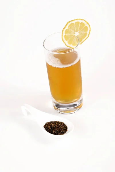 Iced Tea Lemon Infused White Background — Stock Photo, Image