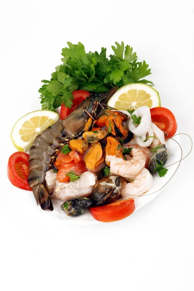 Marisco Salada Frutos Mar Branco — Fotografia de Stock