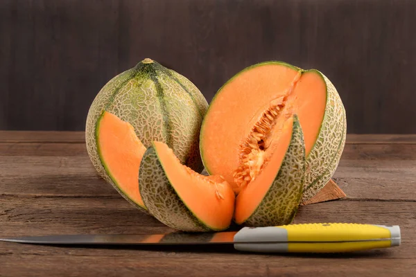 Cantaloupe Frutas Verão Fatiadas Perfumadas — Fotografia de Stock