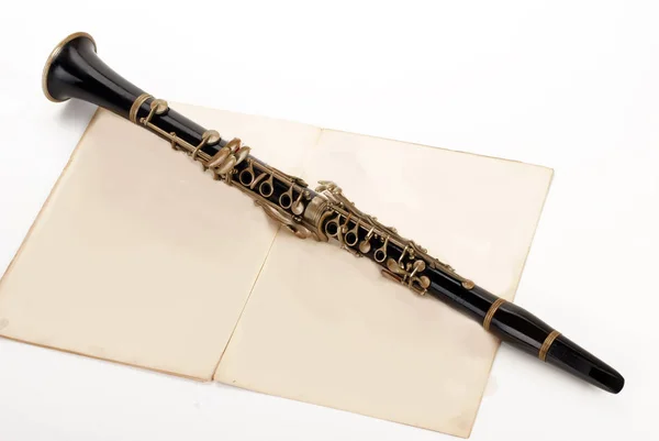 Clarinete Instrumento Musical Antigo — Fotografia de Stock