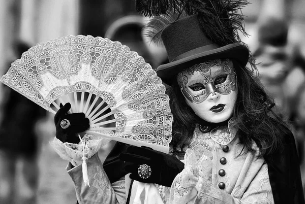 Maschera Veneziana Carnevale Venezia Bianco Nero — Foto de Stock
