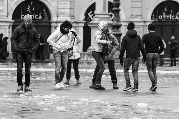 Trieste Italia Enero 2016 Piazza Unit Italia Iced —  Fotos de Stock