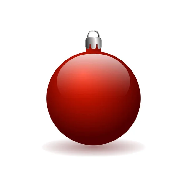 Rote Weihnachtskugel Isoliert Auf Weißem Hintergrund Mit Schatten Dreidimensionale Kugel — Stockvektor