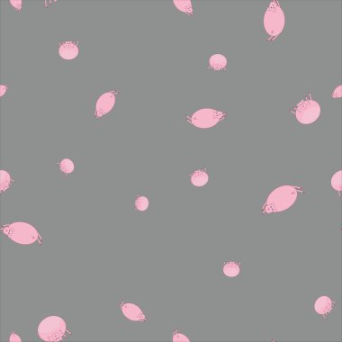 Dikişsiz desen domuzlarla komik teşkil etmektedir. Gri arka planı.