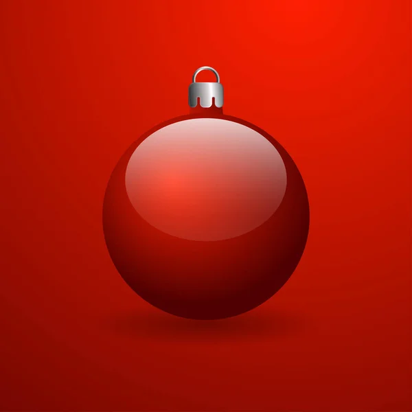Kırmızı Noel top. Kırmızı arka plan gradyan ile. Üç boyutlu top.
