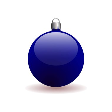Mavi Noel top. Beyaz bir arka planda bir gölge ile izole. Üç boyutlu top.