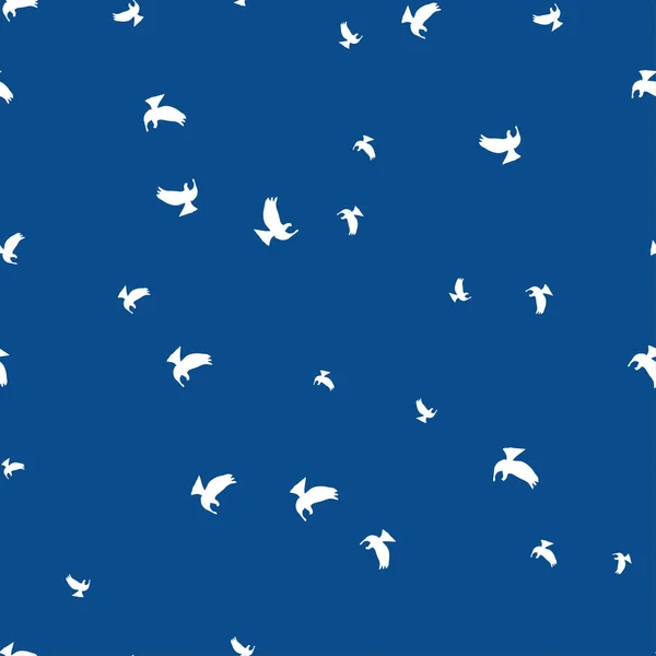 Πουλί Χωρίς Ραφή Πρότυπο Άσπρα Πουλιά Μπλε Φόντο Εικονογράφηση Διάνυσμα — Διανυσματικό Αρχείο