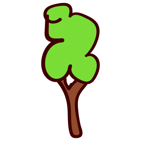 Árbol en el estilo de dibujo infantil — Vector de stock