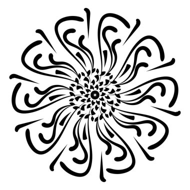 Mandala geometrik süsleme. Vektör çizim. Beyaz bir arka plan üzerinde siyah oyma.