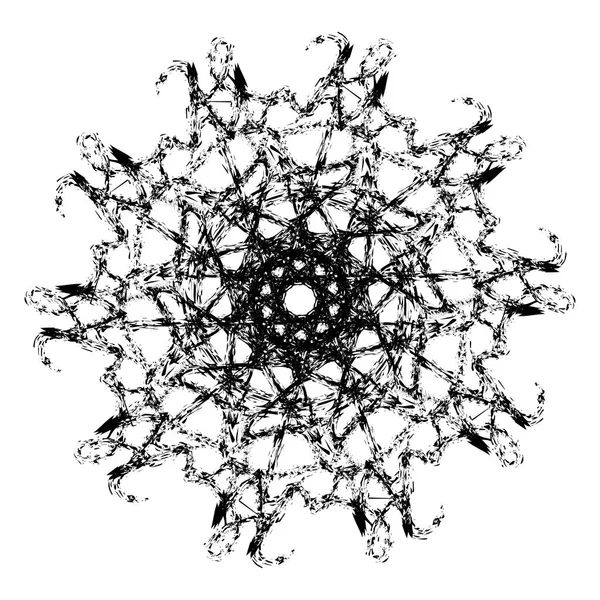 マンダラの幾何学的な装飾 ベクトルの図 白い背景に黒い網目模様 — ストックベクタ
