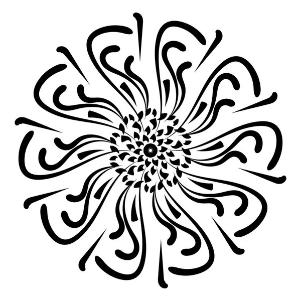 Ornamento Geométrico Mandala Ilustração Vetorial Preto Tracery Fundo Branco — Vetor de Stock