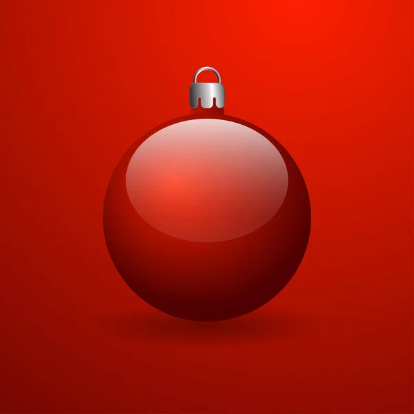 Κόκκινη Χριστουγεννιάτικη Μπάλα Κόκκινο Φόντο Μια Κλίση Τρισδιάστατη Σφαίρα — Φωτογραφία Αρχείου