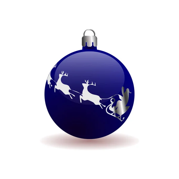 Pallone Blu Natale Con Squadra Babbo Natale Argento Isolato Uno — Foto Stock