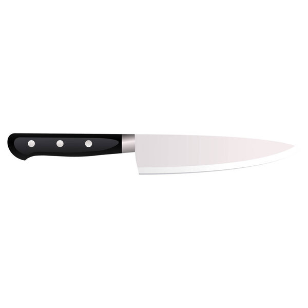 Kitchen knife on a white background. Vector illustration in 3d style