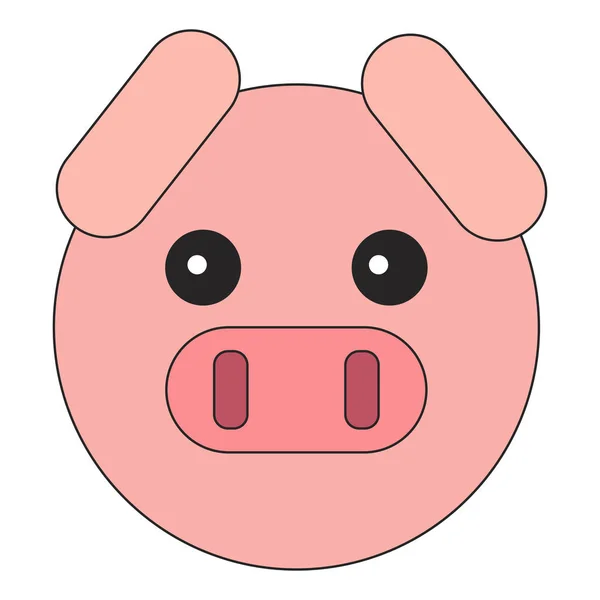 Der Kopf Eines Schweins Flacher Stil Auf Isoliertem Weißem Hintergrund — Stockvektor