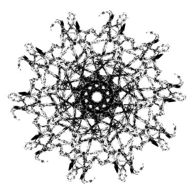 Mandala geometrik süsleme. resimde. Beyaz bir arka plan üzerinde siyah oyma.