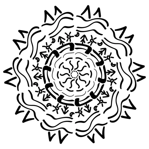 Mandala Geometrický Ornament Ilustrace Černé Křížová Bílém Pozadí — Stock fotografie