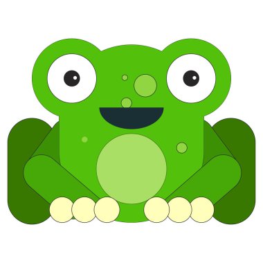 Çizgi film düz stil kurbağa. Beyaz arka plan üzerinde vektör çizim.