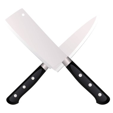 Bıçaklar için vektör simge. Vektör simgesi iki metal mutfak bıçakları gri arka plan üzerinde geçti..