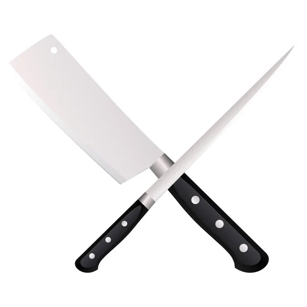 Векторная Икона Ножей Векторная Иконка Двух Скрещенных Металлических Кухонных Ножей — стоковый вектор