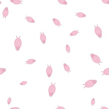 Dikişsiz desen domuzlarla komik teşkil etmektedir. Beyaz arka plan üzerinde izole.